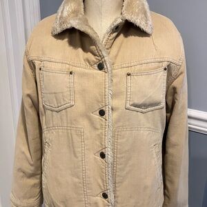 Women’s large tan faux fur lined jacket